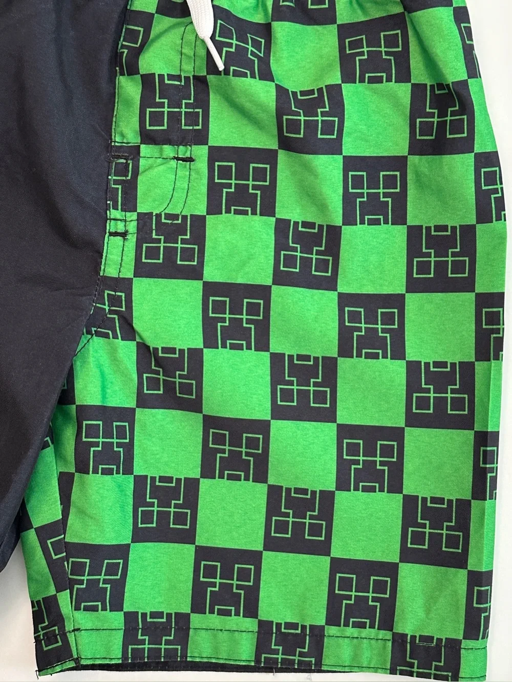 Minecraft Black & Green Checker Swim Shorts for boys in size Small